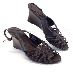 Timberland Brown Leather Strappy Slingback Wedge Heels